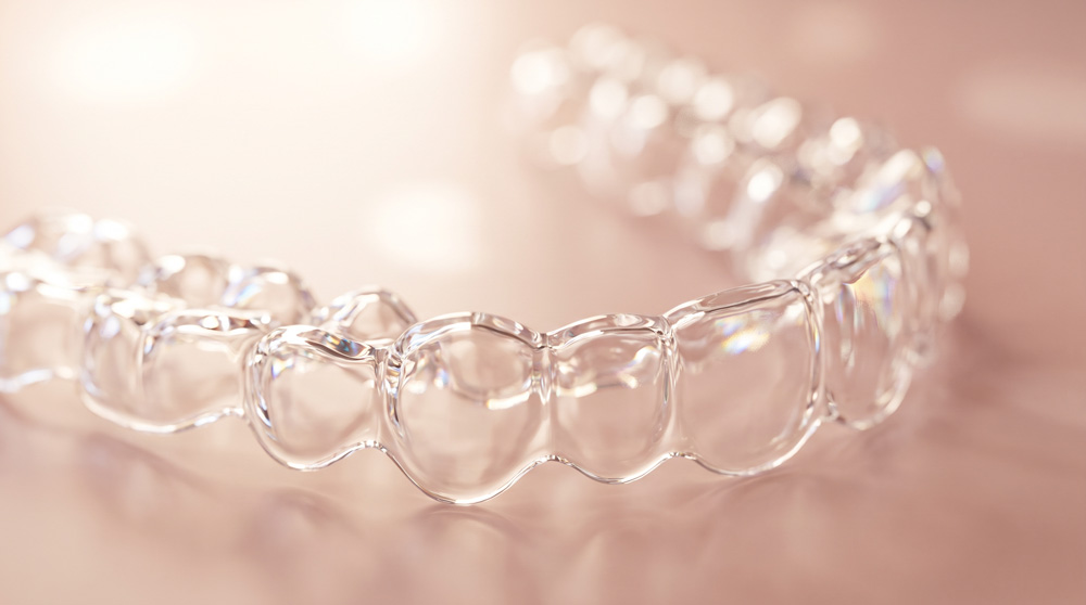 Clear aligner tray held in hand
