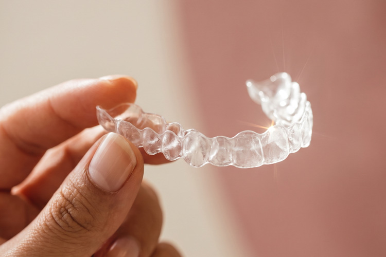 Clear aligner tray close-up